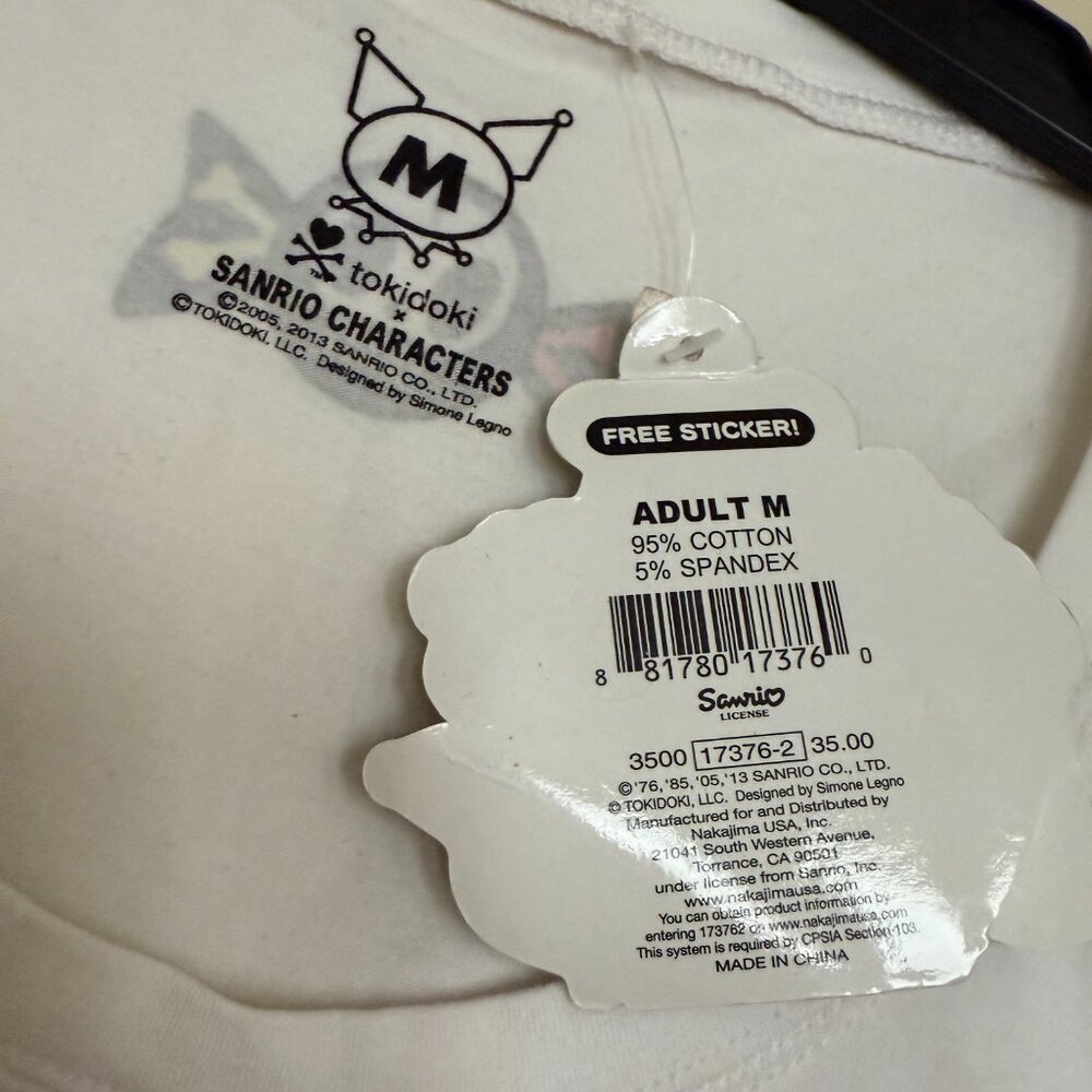 RARE Tokidoki Sanrio Carmelo & Kuromi Sz M White Scoop Neck T NWT w sticker - Picture 4 of 7